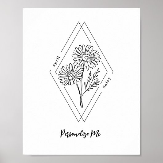 名前をカスタムするエイプリルデイジー誕生花 ポスター (正面)