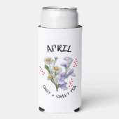 名前をカスタムするエイプリル誕生月花クリスチャン スリム缶クーラー (Seltzer正面)