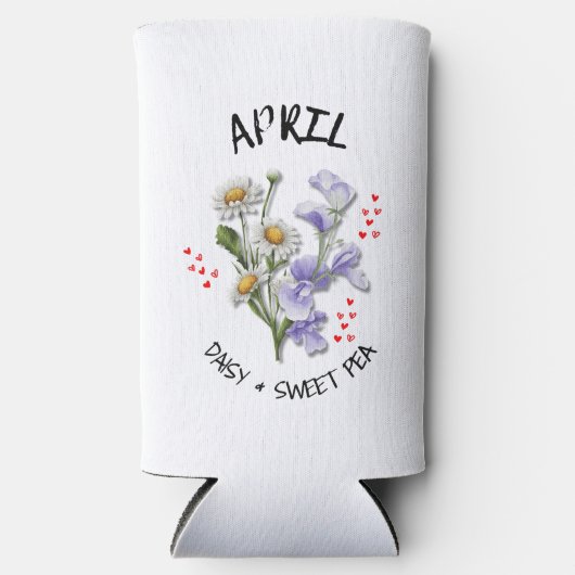 名前をカスタムするエイプリル誕生月花クリスチャン スリム缶クーラー (正面)