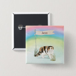 名前をカスタムするエキゾチック短毛キャットペット 缶バッジ