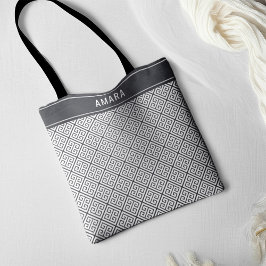 名前をカスタムするエレガントシッククラシックギリシャ鍵パターン トートバッグ