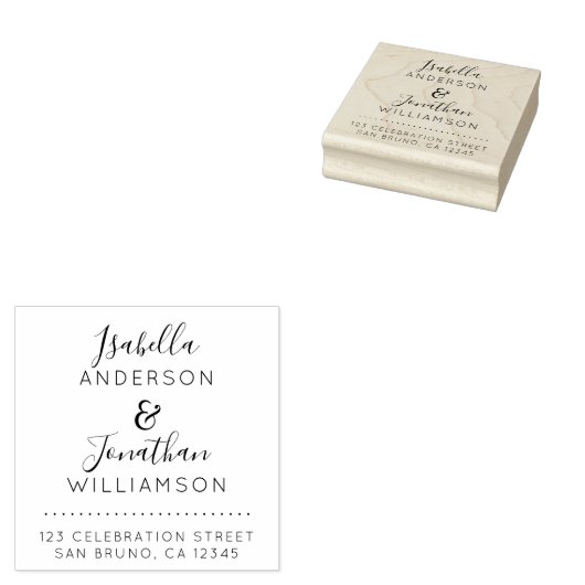 名前をカスタムするエレガントス結婚・スクリプトの差出人住所 ラバースタンプ (押印)