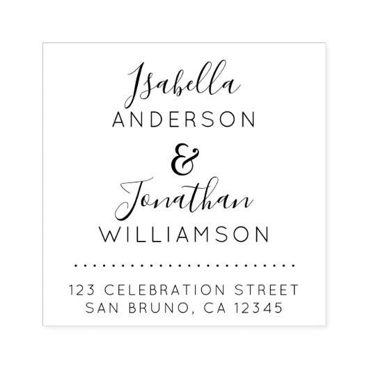 名前をカスタムするエレガントス結婚・スクリプトの差出人住所 ラバースタンプ (インプリント)