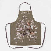 名前をカスタムするエレガントフェミニン水彩花 エプロン (正面)
