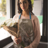 名前をカスタムするエレガントフェミニン水彩花 エプロン