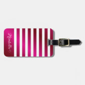 名前をカスタムするエレガントブライトホットピンク ラゲッジタグ (正面横)
