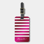 名前をカスタムするエレガントブライトホットピンク ラゲッジタグ (正面縦)
