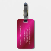 名前をカスタムするエレガントブライトホットピンク ラゲッジタグ (裏面縦)