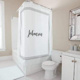 名前をカスタムするエレガントブラック&ホワイト シャワーカーテン