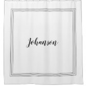 名前をカスタムするエレガントブラック&ホワイト シャワーカーテン (正面)