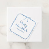 名前をカスタムするエレガントブルーボウハヌッカギフト フェイバータグ (インサイチュ)