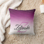 名前をカスタムするエレガントモノグラムパープルストリークグラデーションス クッション (ブランケット)