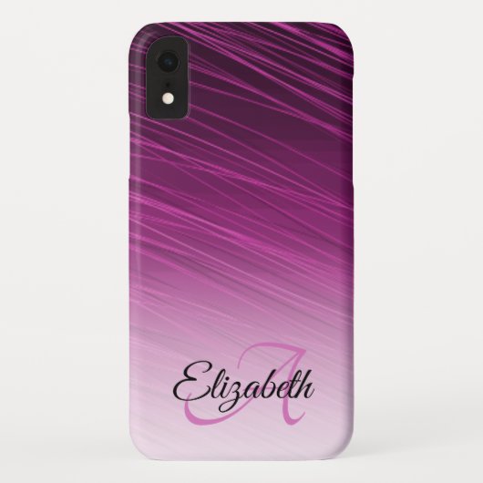名前をカスタムするエレガントモノグラムパープルストリークグラデーションス Case-Mate iPhoneケース (裏面)
