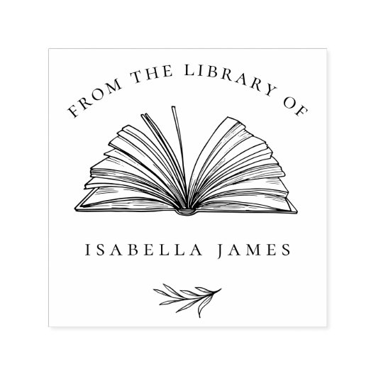 名前をカスタムするエレガント図書室の植物学 セルフインキングスタンプ (デザイン)