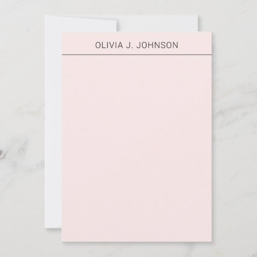 名前をカスタムするエレガント赤面ピンクフラットノートカード ノートカード (正面)