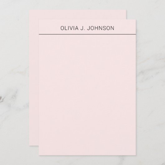 名前をカスタムするエレガント赤面ピンクフラットノートカード ノートカード (正面/裏面)