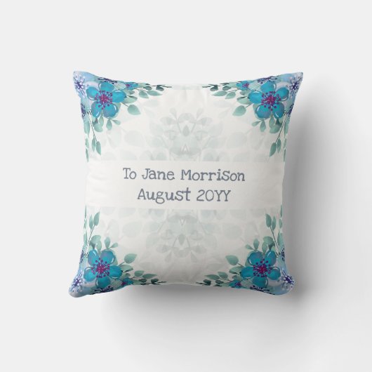 名前をカスタムするエレガント退職記念フローラ クッション (裏面)