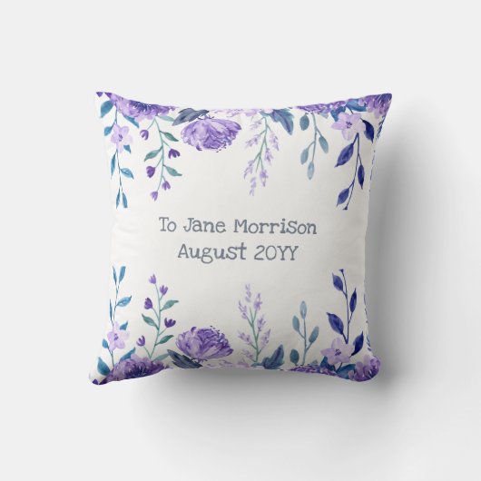 名前をカスタムするエレガント退職記念フローラ クッション (裏面)