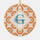 名前をカスタムするエーゲアンサマーラジアントドットマンダラ セラミックオーナメント (正面)