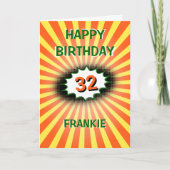 名前をカスタムするエージオレンジイエローレトロ誕生日 カード (正面)
