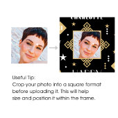 名前をカスタムするエージフォトアールデコ誕生日ブルー ラッピングペーパー