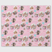 名前をカスタムするエージフォトコラージュ誕生日スターズピンク ラッピングペーパー (フラット)