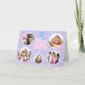 名前をカスタムするエージフォトコラージュ誕生日スターパープル カード (正面)