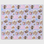 名前をカスタムするエージフォトコラージュ誕生日スターパープル ラッピングペーパー (フラット)