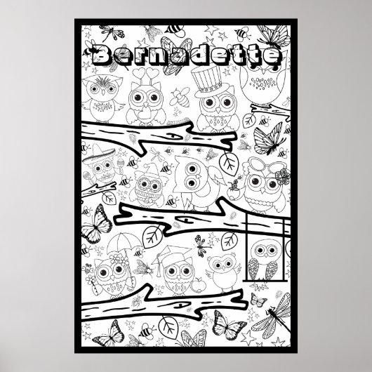 名前をカスタムするオオフクロウ着色ポスター子供へ ポスター (正面)
