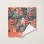 名前をカスタムするオランダハウスパターン バスタオルセット (ウォッシュタオル)