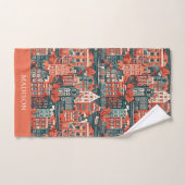 名前をカスタムするオランダハウスパターン バスタオルセット (ハンドタオル)