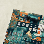 名前をカスタムするオランダハウスパターン ビーチタオル (インサイチュ)