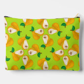 名前をカスタムするオレンジの梨の緑 アクセサリーポーチ (裏面)