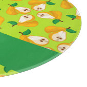 名前をカスタムするオレンジの梨の緑 カッティングボード (角)