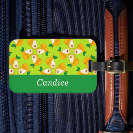 名前をカスタムするオレンジの梨の緑 ラゲッジタグ