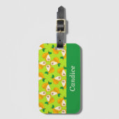 名前をカスタムするオレンジの梨の緑 ラゲッジタグ (正面縦)