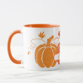 名前をカスタムするオレンジカボチャ秋ギフト マグカップ (左)