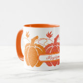 名前をカスタムするオレンジカボチャ秋ギフト マグカップ (正面左)