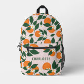 名前をカスタムするオレンジブロッサムシトラスガーリー柄 プリントバックパック (正面)