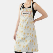 名前をカスタムするオレンジ色の熱帯葉性クリーム エプロン (インサイチュ)