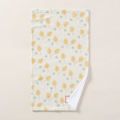 名前をカスタムするオレンジ色の熱帯葉性クリーム バスタオルセット (ハンドタオル)