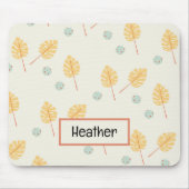 名前をカスタムするオレンジ色の熱帯葉性クリーム マウスパッド (正面)