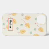 名前をカスタムするオレンジ色の熱帯葉性クリーム Case-Mate iPhoneケース (裏面 (横))