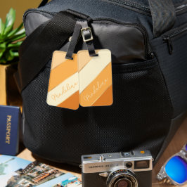 名前をカスタムするオンかわいらしサマーイエローオレンジストライプ色 ラゲッジタグ