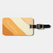 名前をカスタムするオンかわいらしサマーイエローオレンジストライプ色 ラゲッジタグ (正面横)