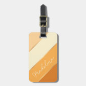名前をカスタムするオンかわいらしサマーイエローオレンジストライプ色 ラゲッジタグ (正面縦)