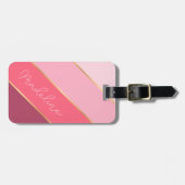 名前をカスタムするオンかわいらしパステルバラ赤面ストライプ ラゲッジタグ (正面横)