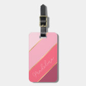 名前をカスタムするオンかわいらしパステルバラ赤面ストライプ ラゲッジタグ (正面縦)