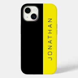 名前をカスタムするオンシンプルモダンブラック |黄色 Case-Mate iPhone 14ケース