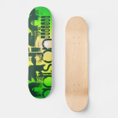 名前をカスタムするオンネオンイエロー&グリーン スケートボード (正面)